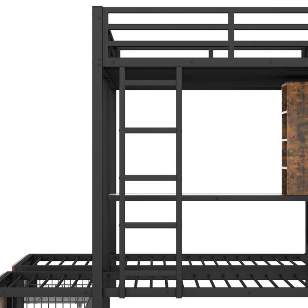 Etagenbett Arya Schwarz - Holzwerkstoff - Metall - 206 x 180 x 226 cm