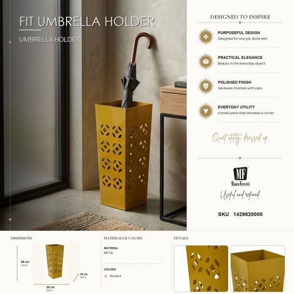 Porte-parapluies Fit Jaune - Métal - 20 x 48 x 20 cm