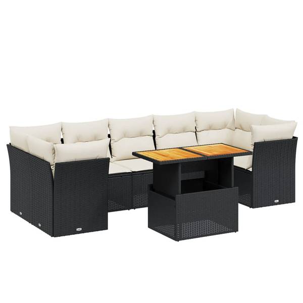 Garten-Lounge-Set 3036974-1 (8-teilig) Schwarz - Creme