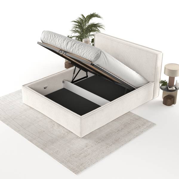 Polsterbett Sato mit Stauraum 180x200Bon Creme - Liegefläche Breite: 180 cm