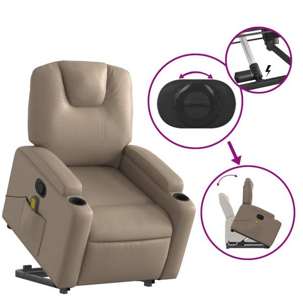 Massagesessel mit Aufstehhilfe 3032383-2 Braun - Kaffeebraun