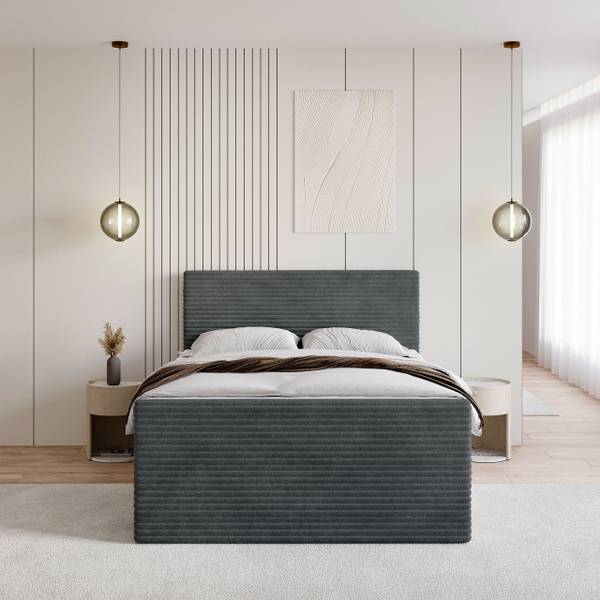 Boxspringbett NOLEN Dunkelgrau - Liegefläche Breite: 180 cm