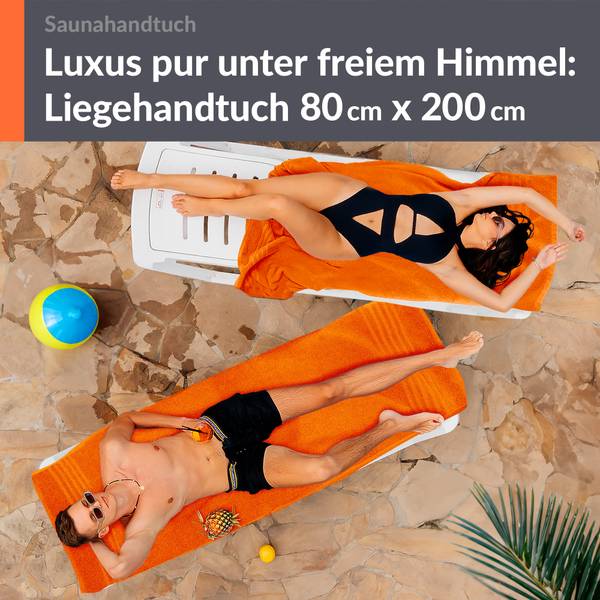 Saunahandtuch London 2er-Set Orange - Frottee - 80 x 1 x 200 cm