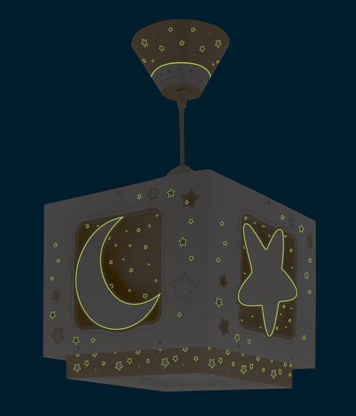 KinderDeckenlampe Luna und Sterne Beige - Kunststoff - 24 x 22 x 24 cm