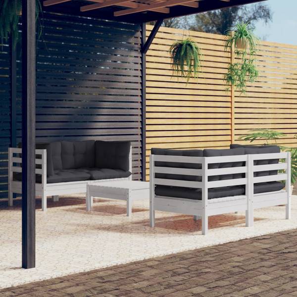Salon de jardin 3012381 (lot de 5) Anthracite - Blanc