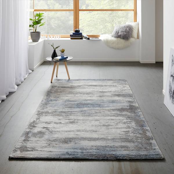 Webteppich OXFORD 4 Blau - Grau - Holzwerkstoff - 200 x 1 x 290 cm