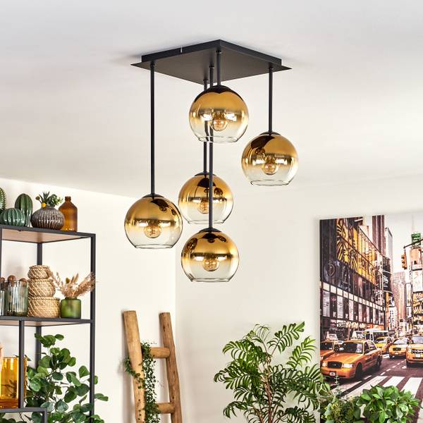 Deckenleuchte Cesaro Gold - Aluminium - Klarglas - 26 x 59 x 26 cm