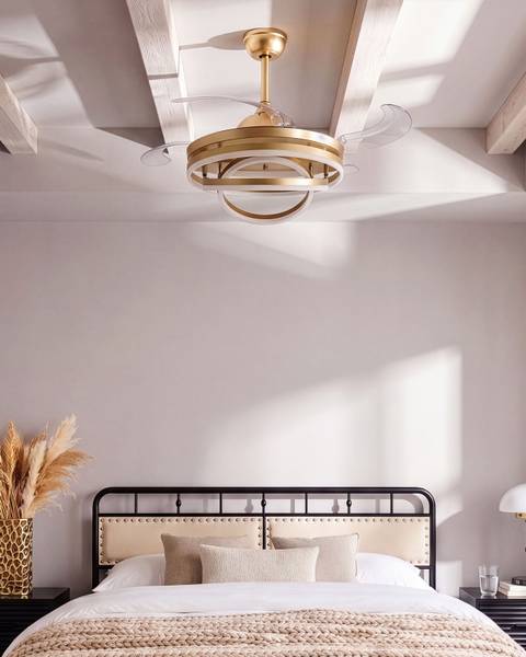 Deckenventilator AUCILLA 2-tlg Gold - Weiß - Metall - 107 x 41 x 107 cm