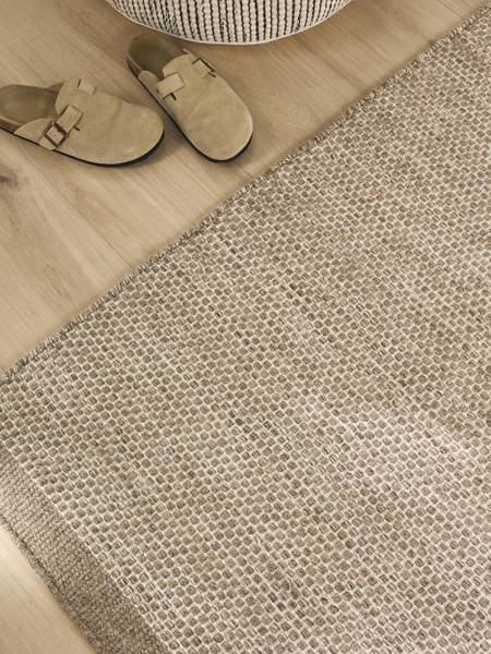 Tapis de laine Rocco Taupe - 80 x 250 cm