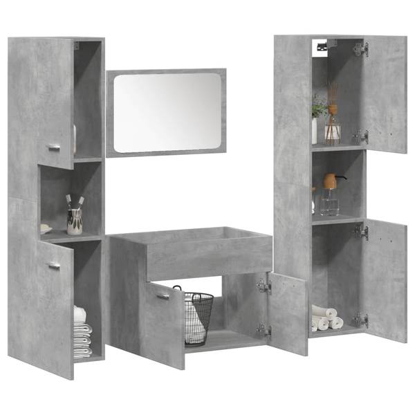 Badkamermeubelset 3007822-2 Set van 4 betonnen look - Breedte: 60 cm