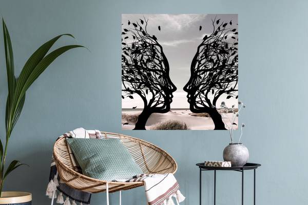 WANDTATTOO Strand Baum Grau - Polypropylen - 50 x 50 x 1 cm