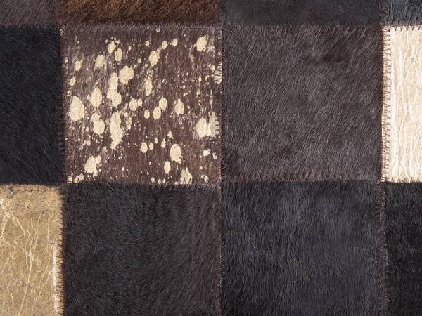 Tapis patchwork BANDIRMA Marron - Doré - Cuir véritable - 160 x 160 x 160 cm