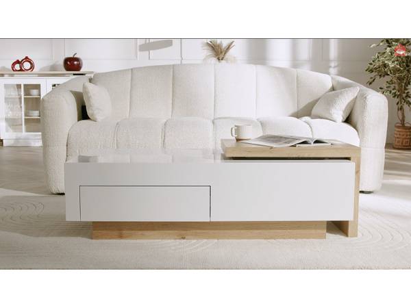 Couchtisch MANDREA Braun - Weiß - Holz teilmassiv - 178 x 38 x 60 cm