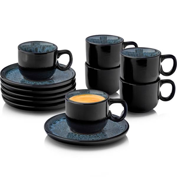 Espressotassen Set Manila - 6 teilig Blau - Stein - 2 x 6 x 2 cm