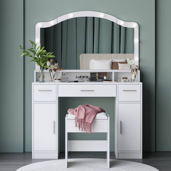 Coiffeuse Lumira 54731 Blanc - Bois manufacturé - 110 x 151 x 40 cm