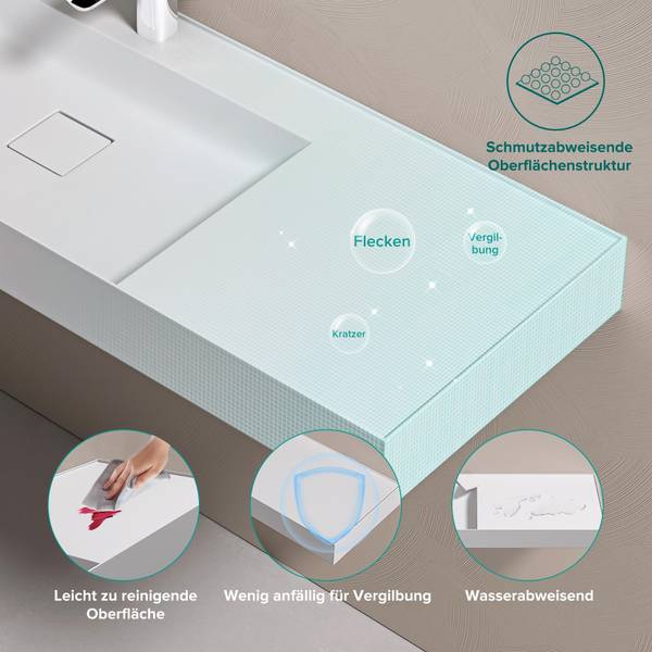 Waschbecken Col630MW-1200M Weiß - 45 x 12 x 120 cm