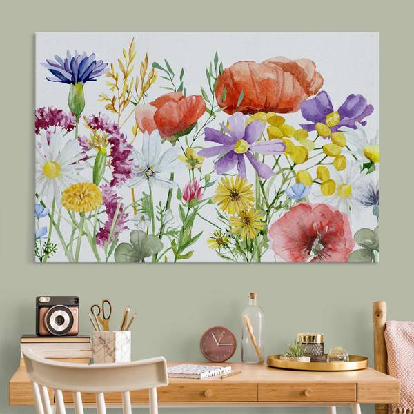 Akustikbild Aquarellierte Blumen 210 x 140 cm