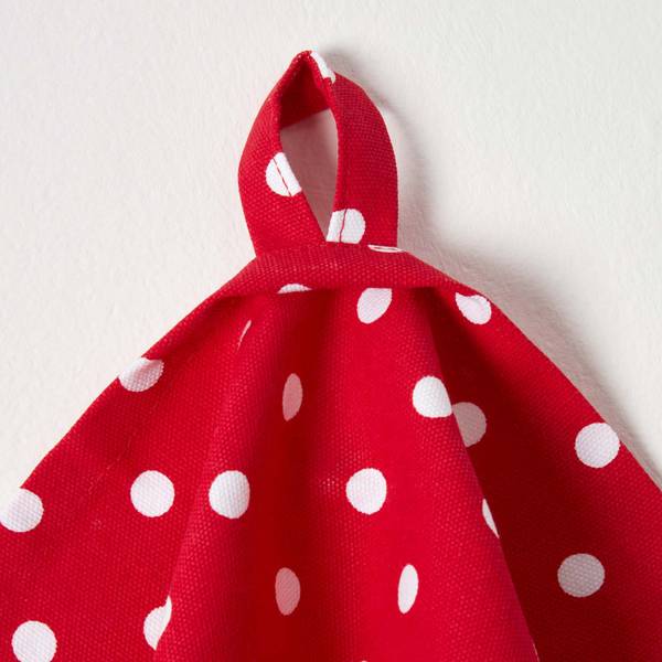 Geschirrtücher Set 3tlg Polka Dots rot Rot - Baumwollstoff - 50 x 1 x 70 cm
