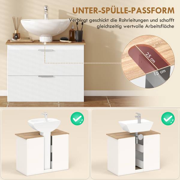 Waschbeckenunterschrank 834-932V90WT Weiß - Holzwerkstoff - 40 x 60 x 80 cm