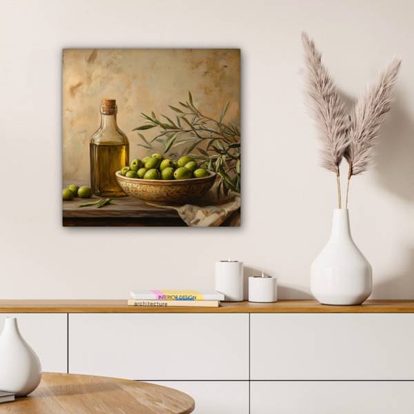 CANVAS SCHILDERIJ Olijven groen - katoen - 50 x 50 x 2 cm