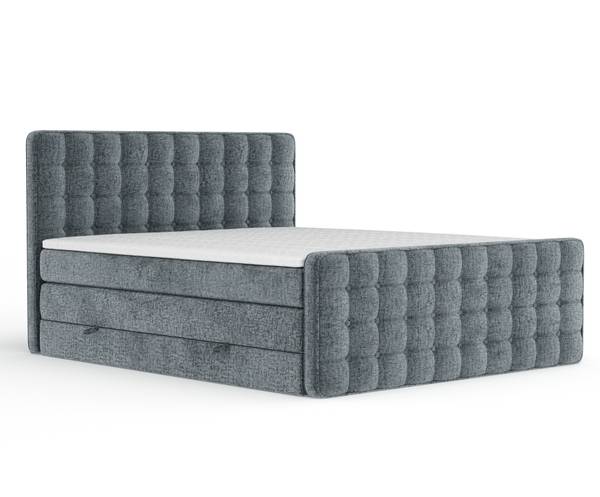 Boxspringbett Velouria Blau / Grau - Liegefläche Breite: 140 cm