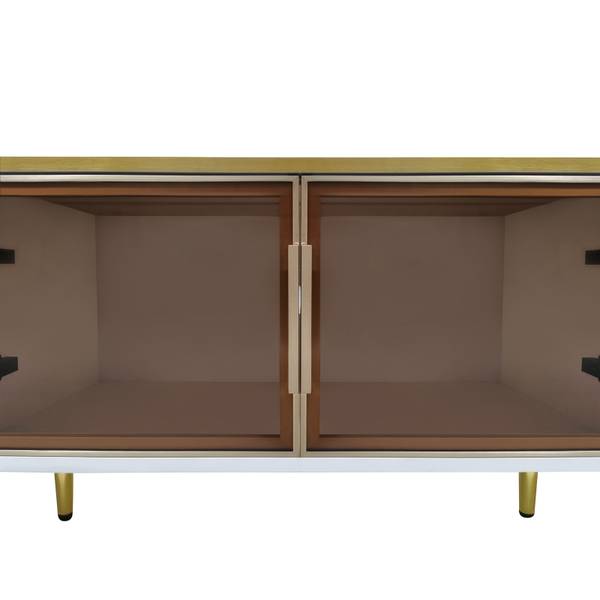 Lowboard TV-Schrank xhy03 Weiß - Metall - Massivholz - 37 x 47 x 170 cm