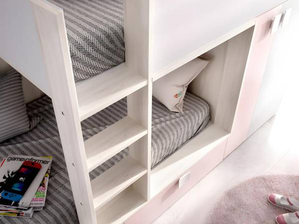 Etagenbett JUANITO Pink - Holz teilmassiv - 108 x 150 x 275 cm