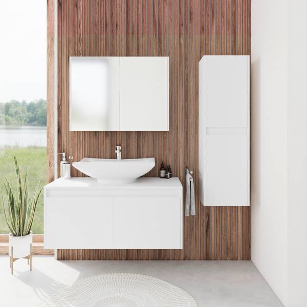 Badezimmer MARTINA Weiß - Holzwerkstoff - Holz teilmassiv - 100 x 45 x 45 cm