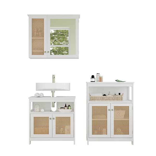 Badmöbel-Set Rosario 40451, 3er Set Weiß - Holzwerkstoff - 60 x 60 x 30 cm