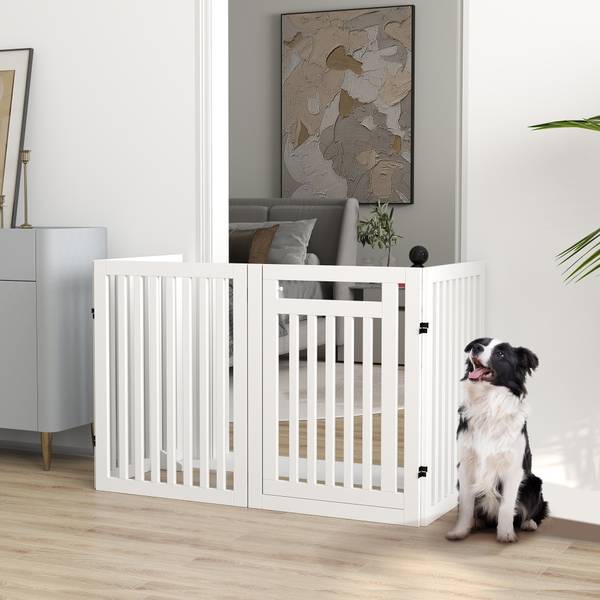 Absperrgitter Hund BB7195 Weiß - Holzwerkstoff - 68 x 12 x 94 cm