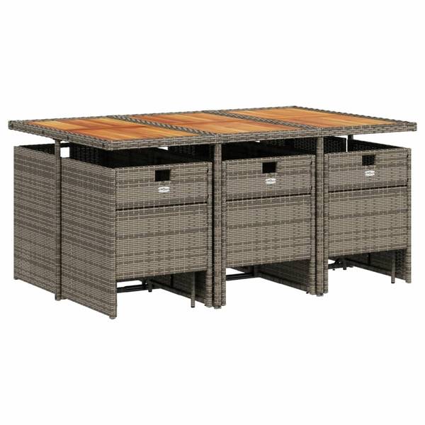 Garten Essgruppe 3033271-7 (11-teilig) Grau - Akazie - Stahl - 106 x 73 x 165 cm