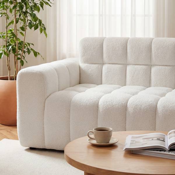 Ecksofa ZY-031 Weiß - Webstoff - 250 x 74 x 125 cm