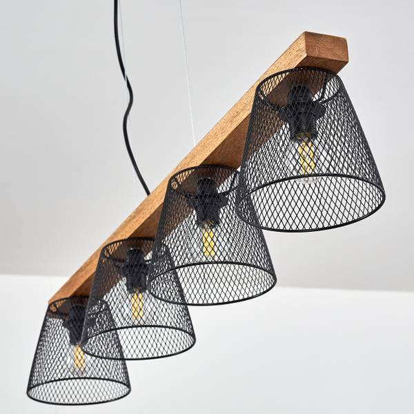 Pendelleuchte Arabba Schwarz - Holzwerkstoff - Metall - 18 x 94 x 22 cm