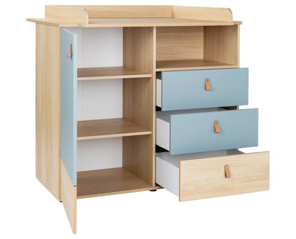 Wickelkommode Roofy mit Self-Soft-Close Braun - Grün - Holzverbundwerkstoff - 101 x 94 x 77 cm