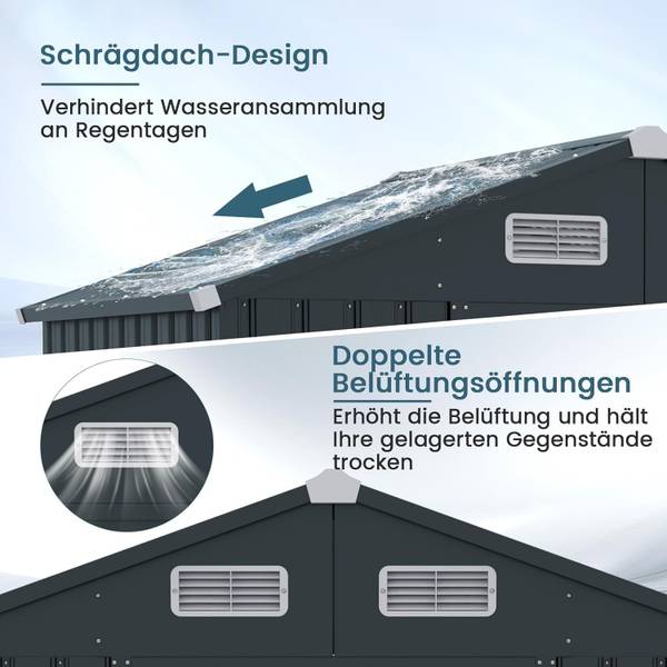Gartenhaus SF6447SD+DE Schwarz - Metall - 129 x 197 x 182 cm