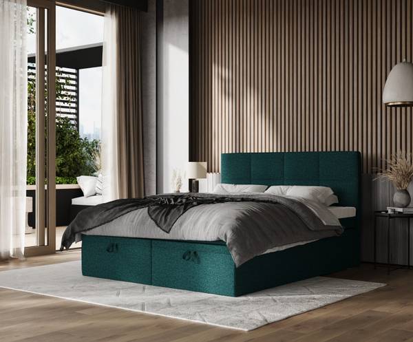 Boxspringbett TESSA mit Stauraum Riva Grün - Liegefläche Breite: 180 cm