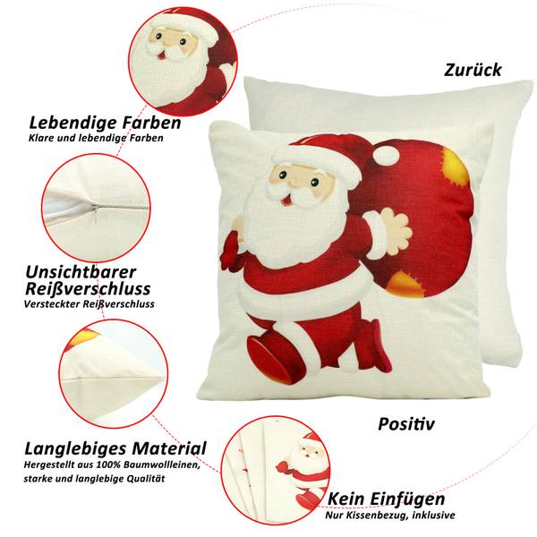 4er-Pack Kissenbezügen+706-40 Rot - Weiß - Textil - 40 x 20 x 40 cm