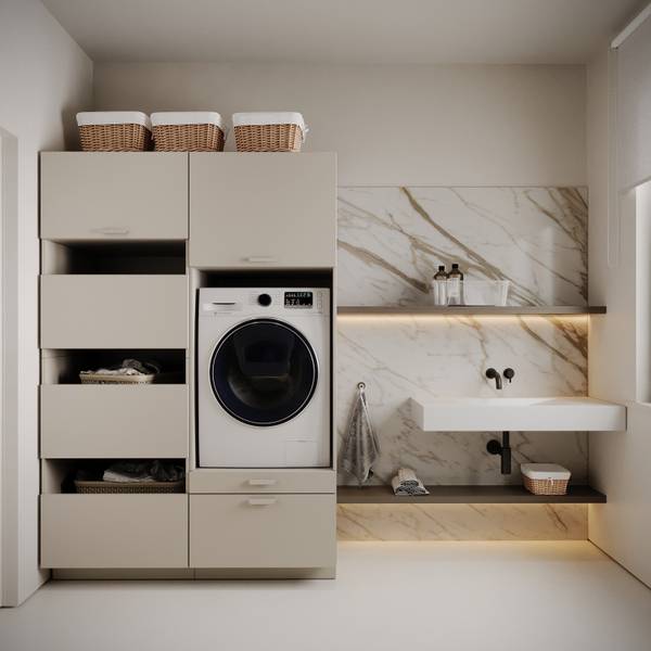 Waschmaschinenschrank HOLV Grau - Holzwerkstoff - 68 x 200 x 66 cm