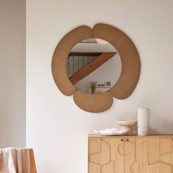 Spiegel Sara beige - mindihout - 110 x 110 x 3 cm