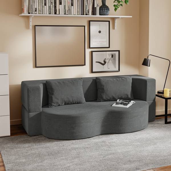 Schlafcouch FST101-DG Grau - Cord - Polyester - 107 x 32 x 177 cm