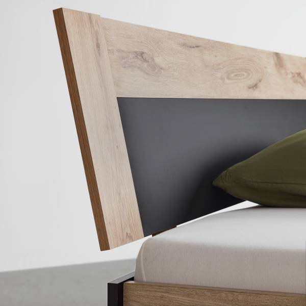 Bett BERGAMO Braun - Grau - Holzwerkstoff - 189 x 1 x 180 cm