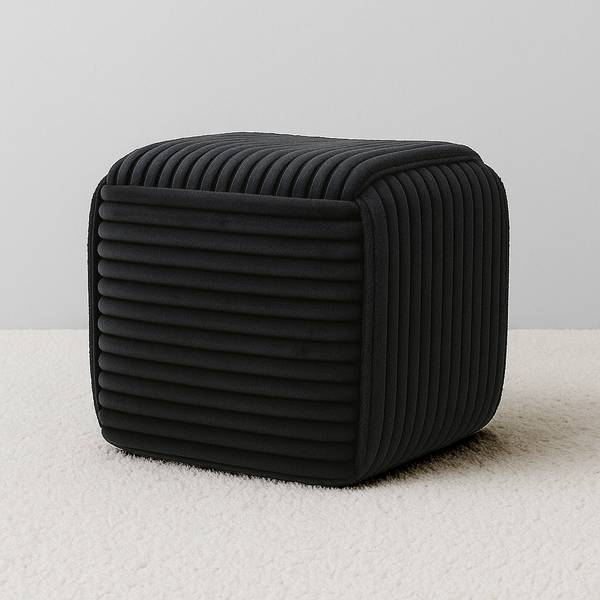 Pouf WIKI Schwarz - Textil - 43 x 38 x 43 cm