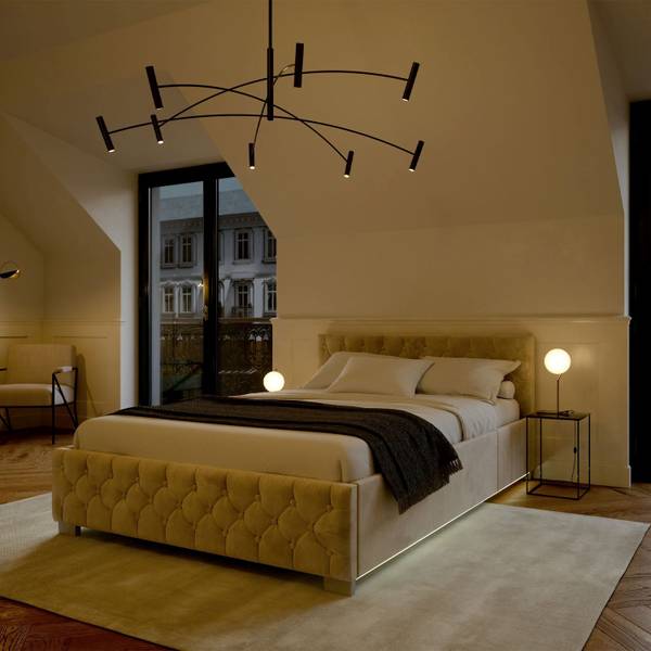 Polsterbett Nizza Beige - Breite: 140 cm