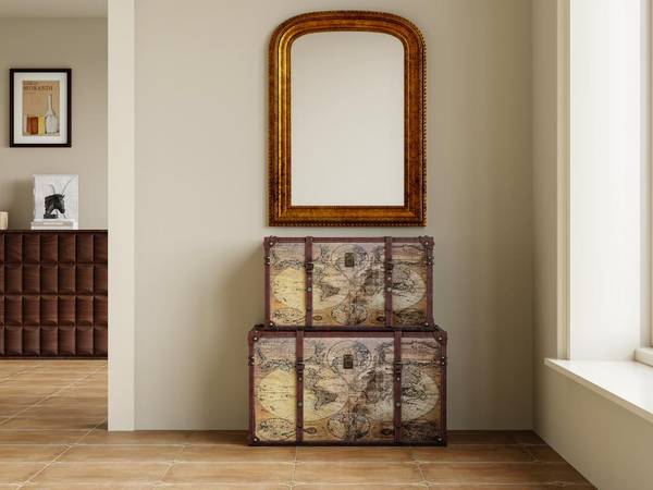 Truhe und Kiste AVENTURA 2er-Set Braun - Textil - Holz teilmassiv - 59 x 40 x 36 cm