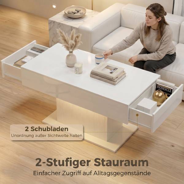 Couchtisch 83B-849V90WT Weiß - Holzwerkstoff - 48 x 55 x 108 cm