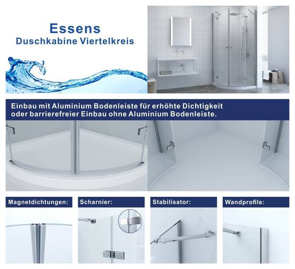 Runddusche ESSENS 90 x 90 cm