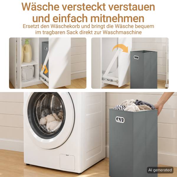 Badezimmerschrank BZR241-E-W Weiß - Melamin - 30 x 180 x 60 cm