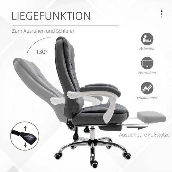 Bürostuhl Schreibtischstuhl 921-223V70 Grau - Textil - 70 x 118 x 65 cm