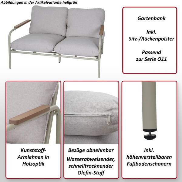 Tuinbank O11 rood - aluminium - 125 x 81 x 81 cm