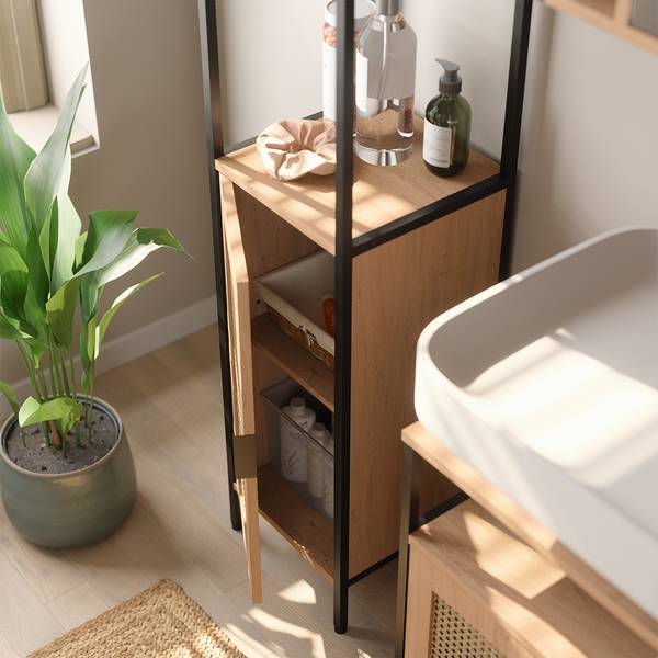 Meuble salle de bain Linara 60735 Noir - Marron - Bois manufacturé - 30 x 110 x 30 cm